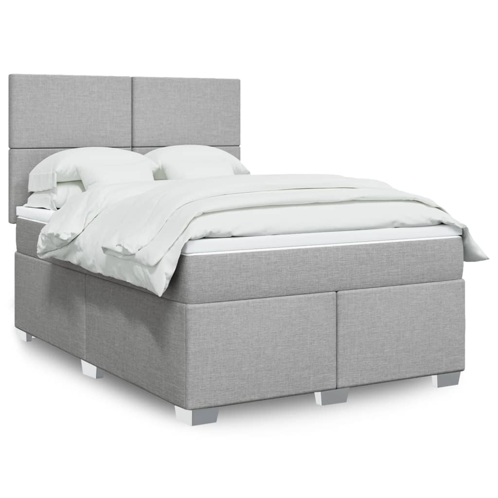 Krevet box spring s madracem svjetlosivi 140x200 cm od tkanine