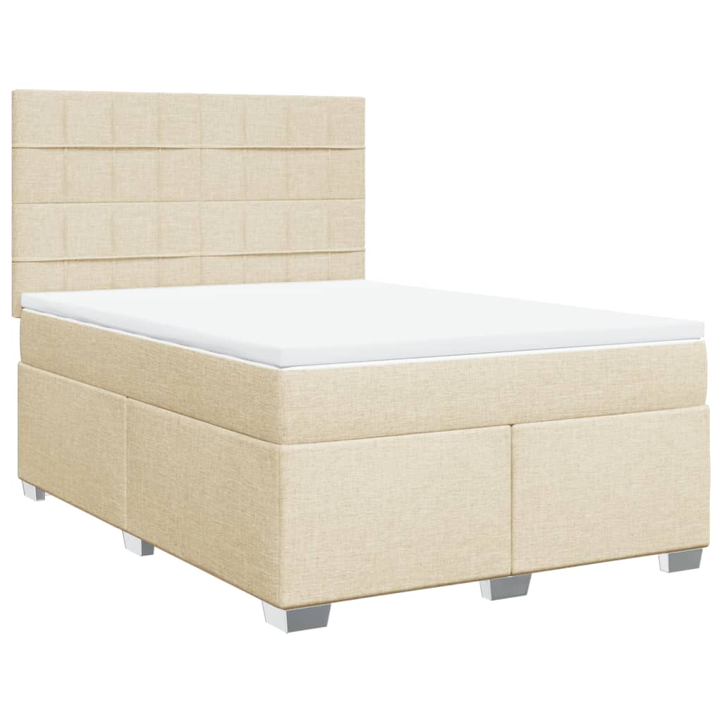 Krevet s oprugama i madracem krem 160x200 cm od tkanine