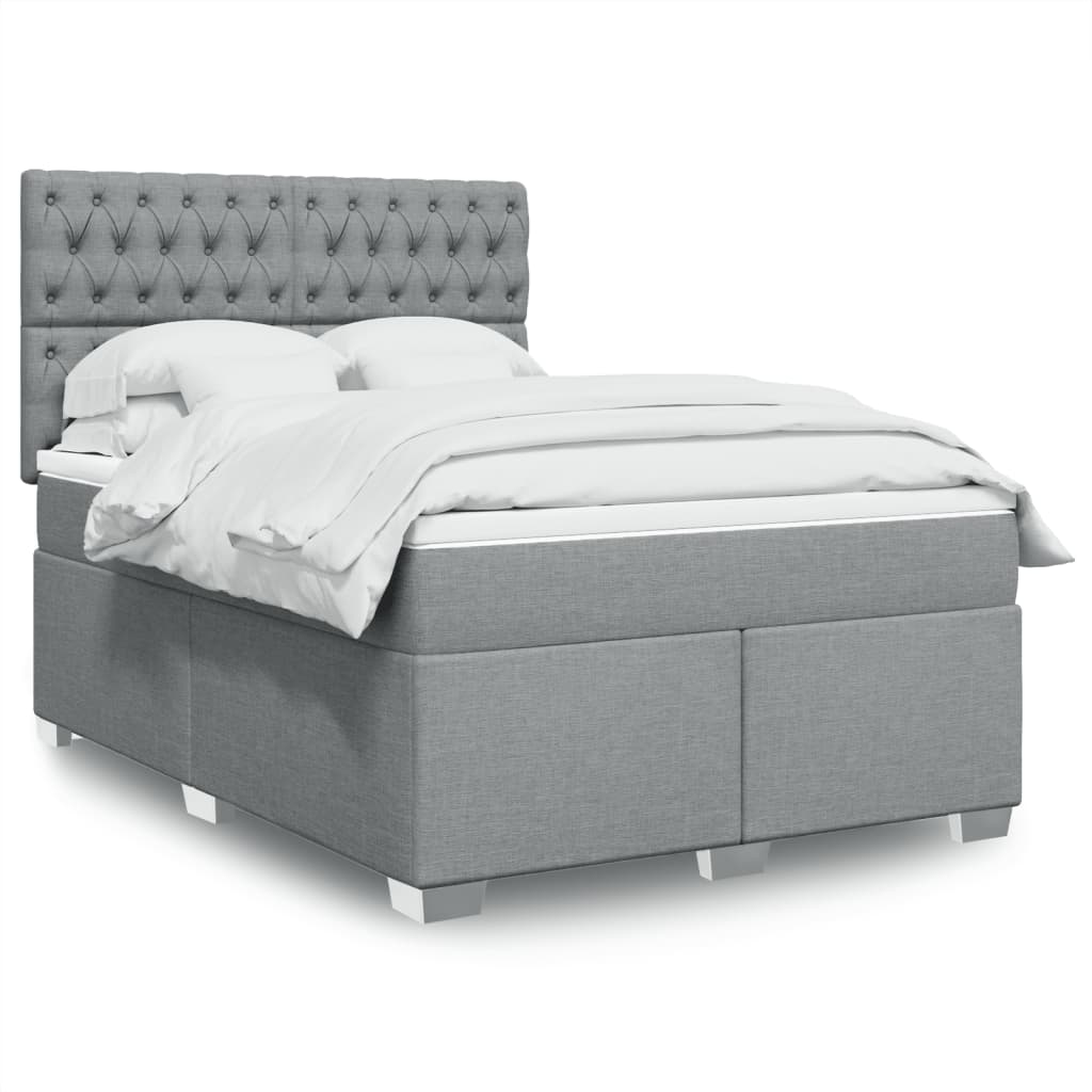 Krevet box spring s madracem svjetlosiva 160x200 cm tkanina