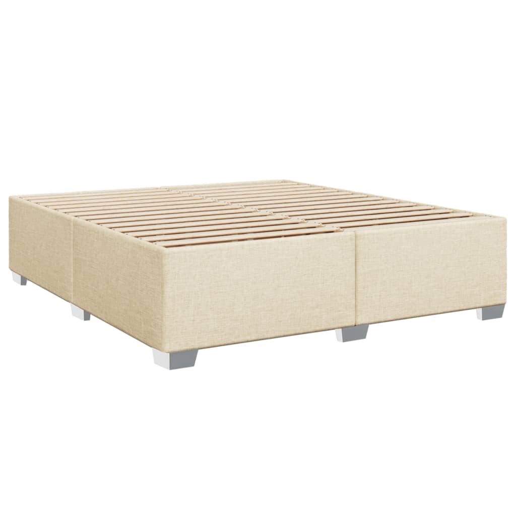 Krevet s oprugama i madracem krem 200 x 200 cm od tkanine