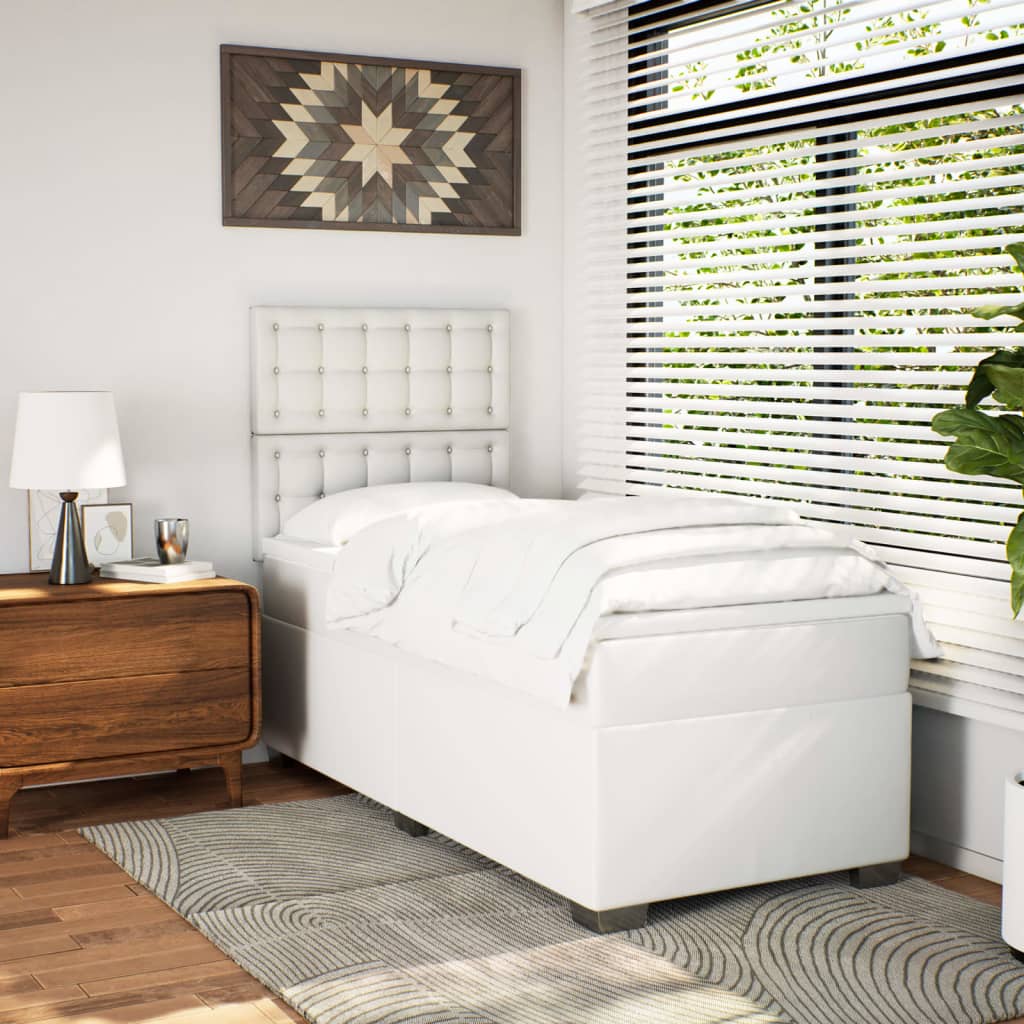 Krevet s oprugama i madracem bijeli 80 x 200 cm od umjetne kože