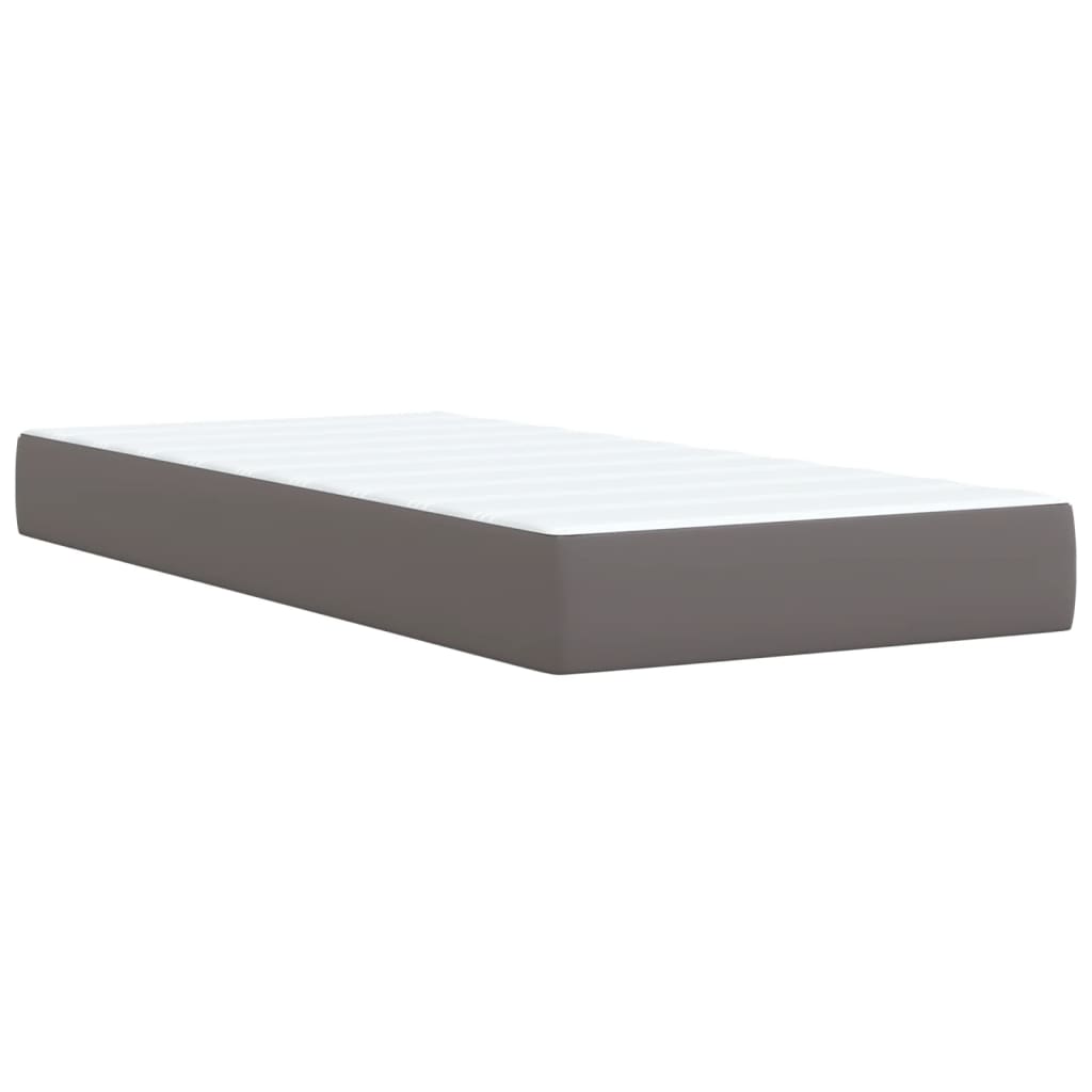 Krevet s oprugama i madracem sivi 100x200 cm od umjetne kože