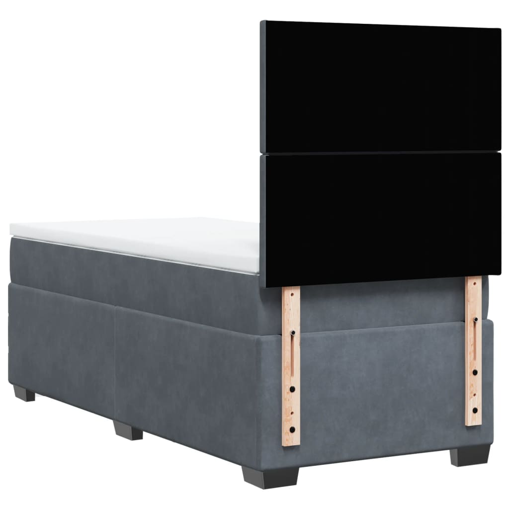 Box spring krevet s madracem tamnosivi 80 x 200 cm baršunasti