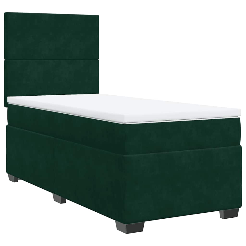 Box spring krevet s madracem tamnozeleni 80 x 200 cm baršunasti