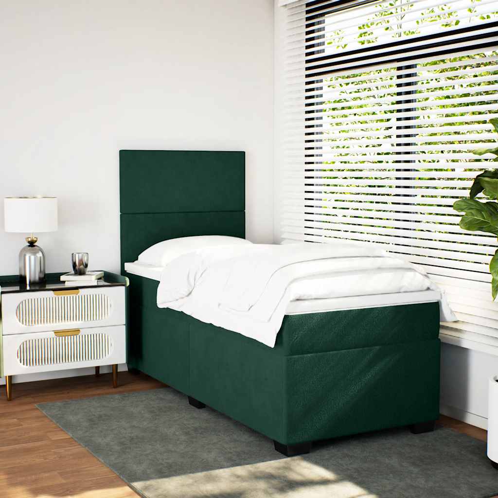 Box spring krevet s madracem tamnozeleni 80 x 200 cm baršunasti