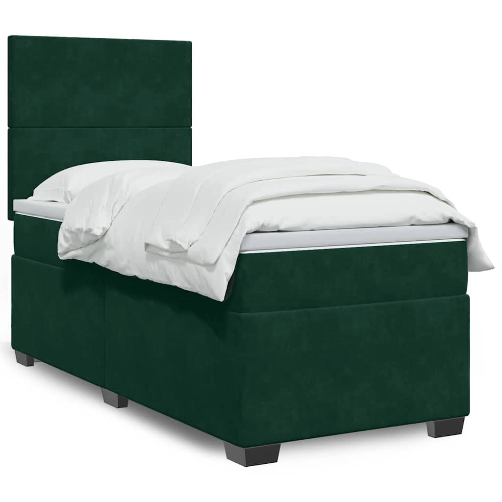 Box spring krevet s madracem tamnozeleni 80 x 200 cm baršunasti
