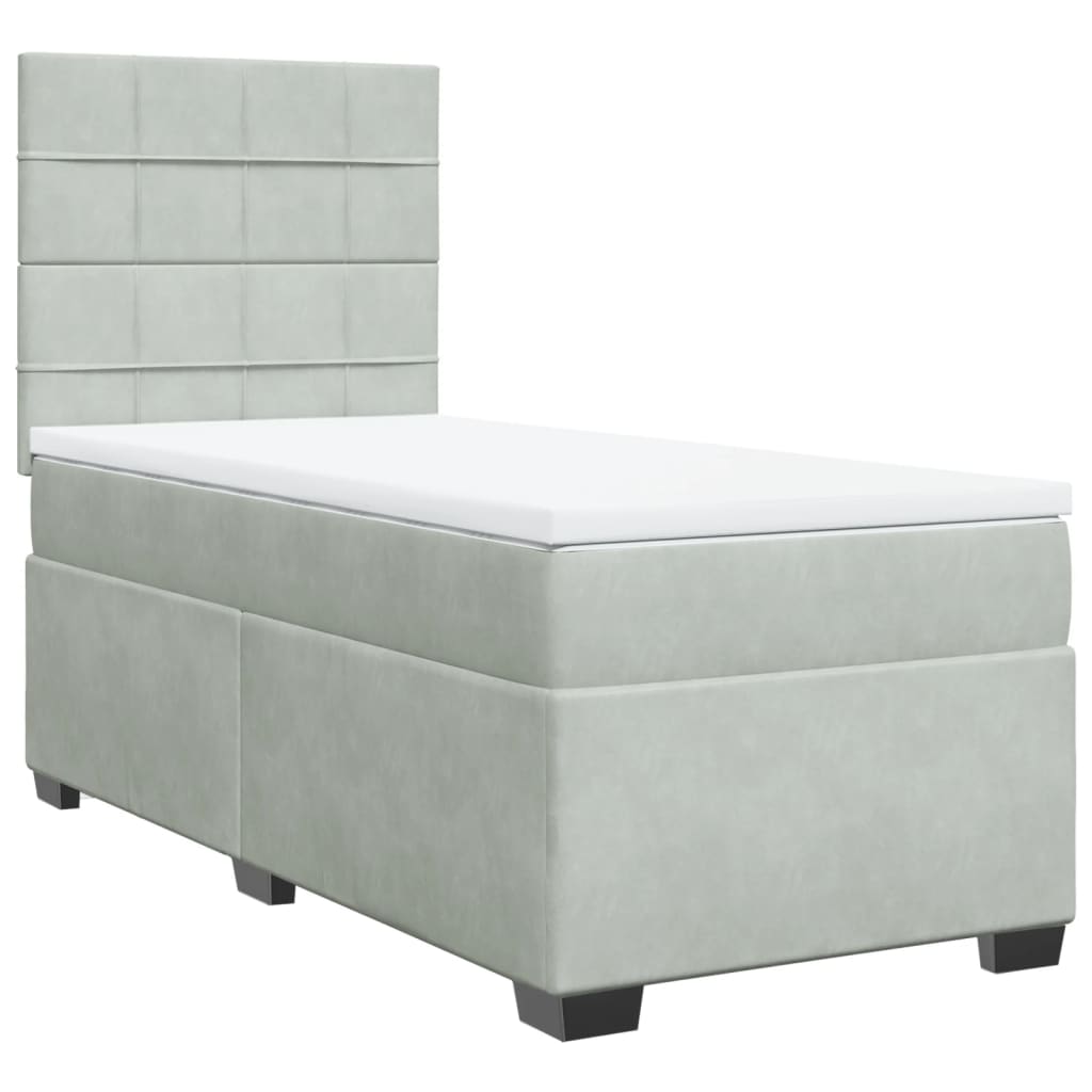 Box spring krevet s madracem svjetlosivi 80 x 200 cm baršunasti