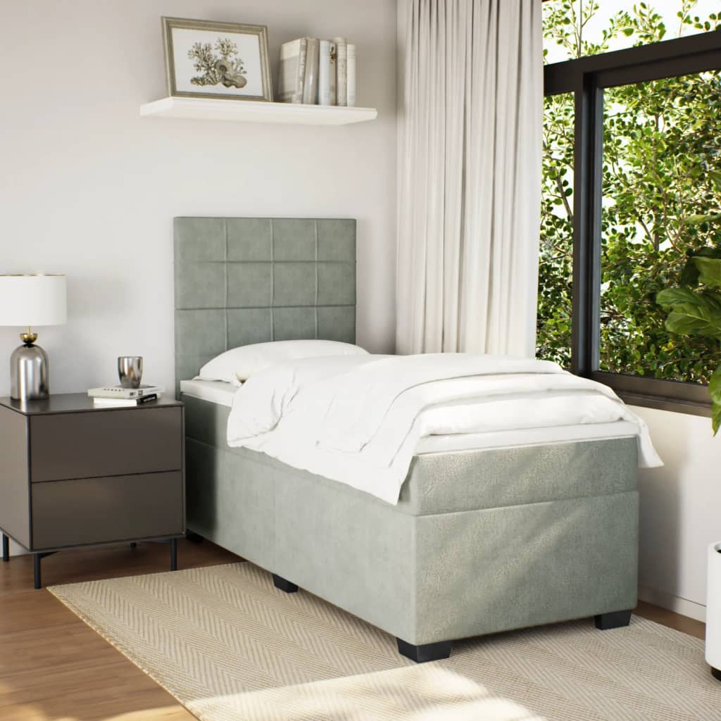 Box spring krevet s madracem svjetlosivi 80 x 200 cm baršunasti