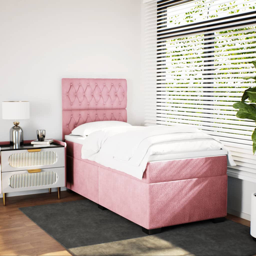 Box spring krevet s madracem ružičasti 80 x 200 cm baršunasti