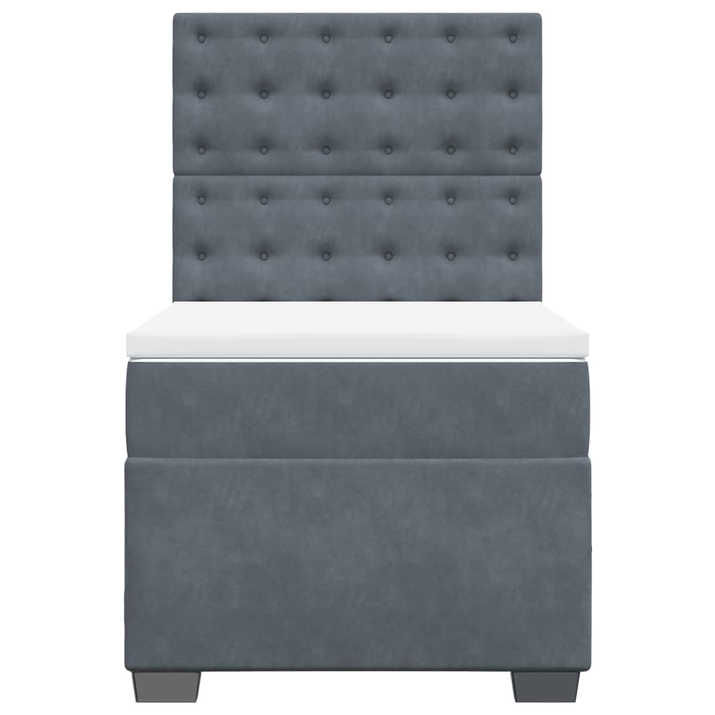 Box spring krevet s madracem tamnosivi 80 x 200 cm baršunasti