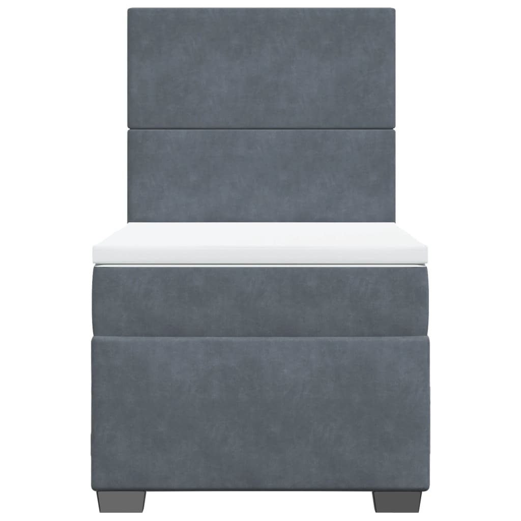 Box spring krevet s madracem tamnosivi 90x190 cm baršunasti