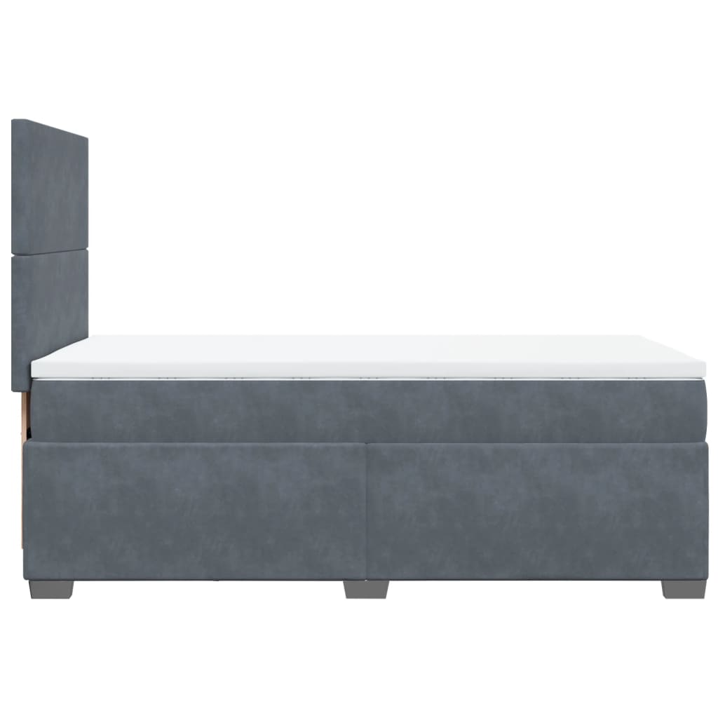 Box spring krevet s madracem tamnosivi 90x190 cm baršunasti