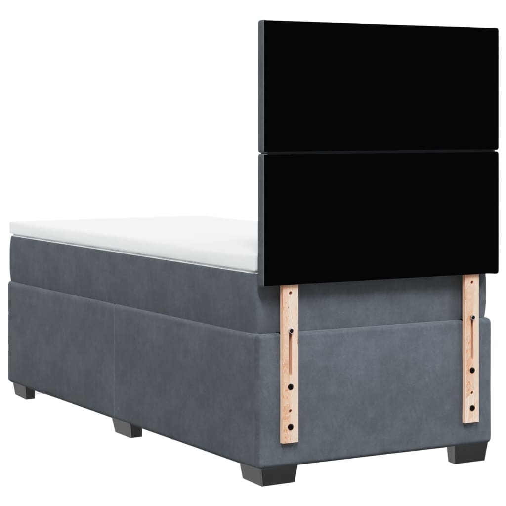 Box spring krevet s madracem tamnosivi 90x190 cm baršunasti