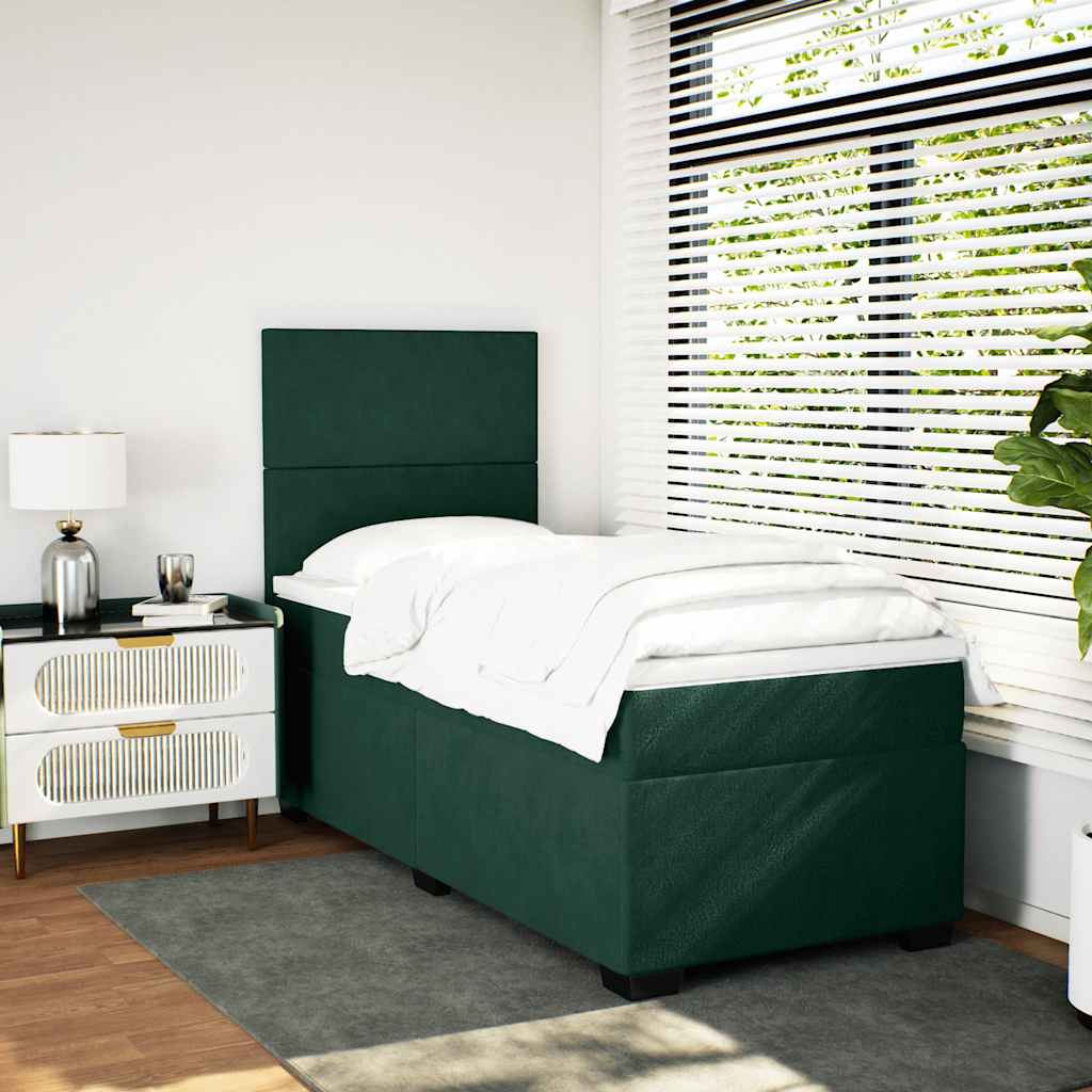 Box spring krevet s madracem tamnozeleni 90x190 cm baršunasti