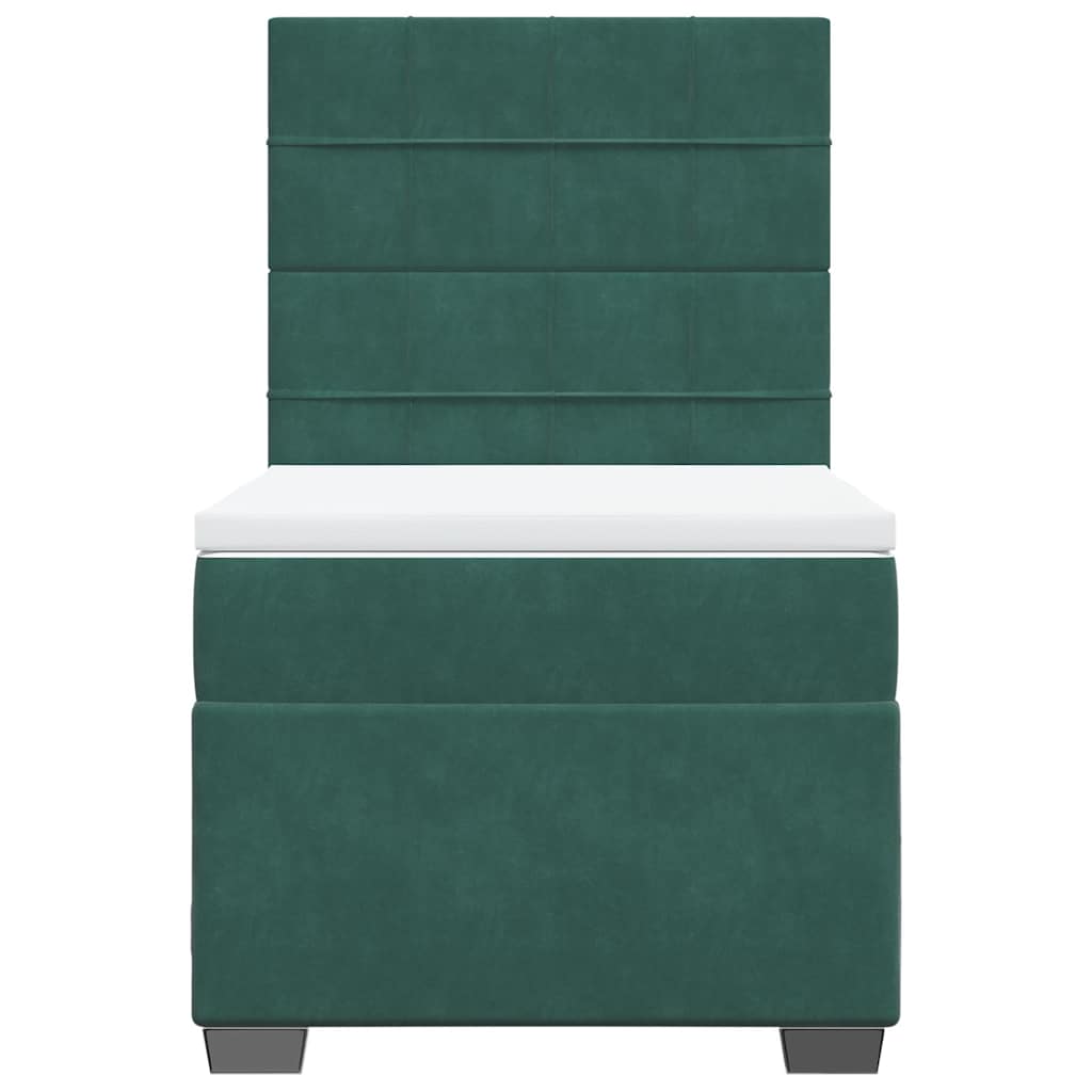 Box spring krevet s madracem tamnozeleni 90x190 cm baršunasti