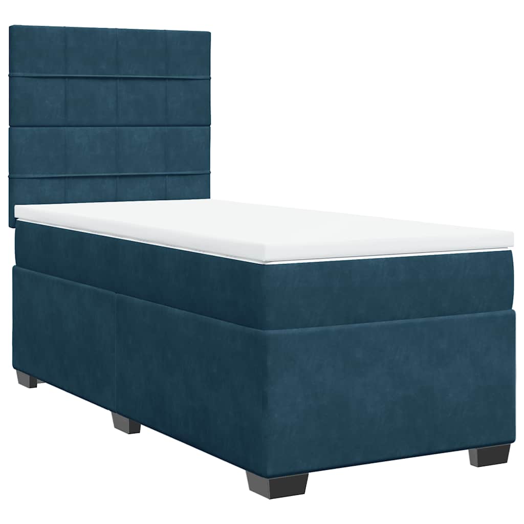 Box spring krevet s madracem plavi 90x190 cm baršunasti