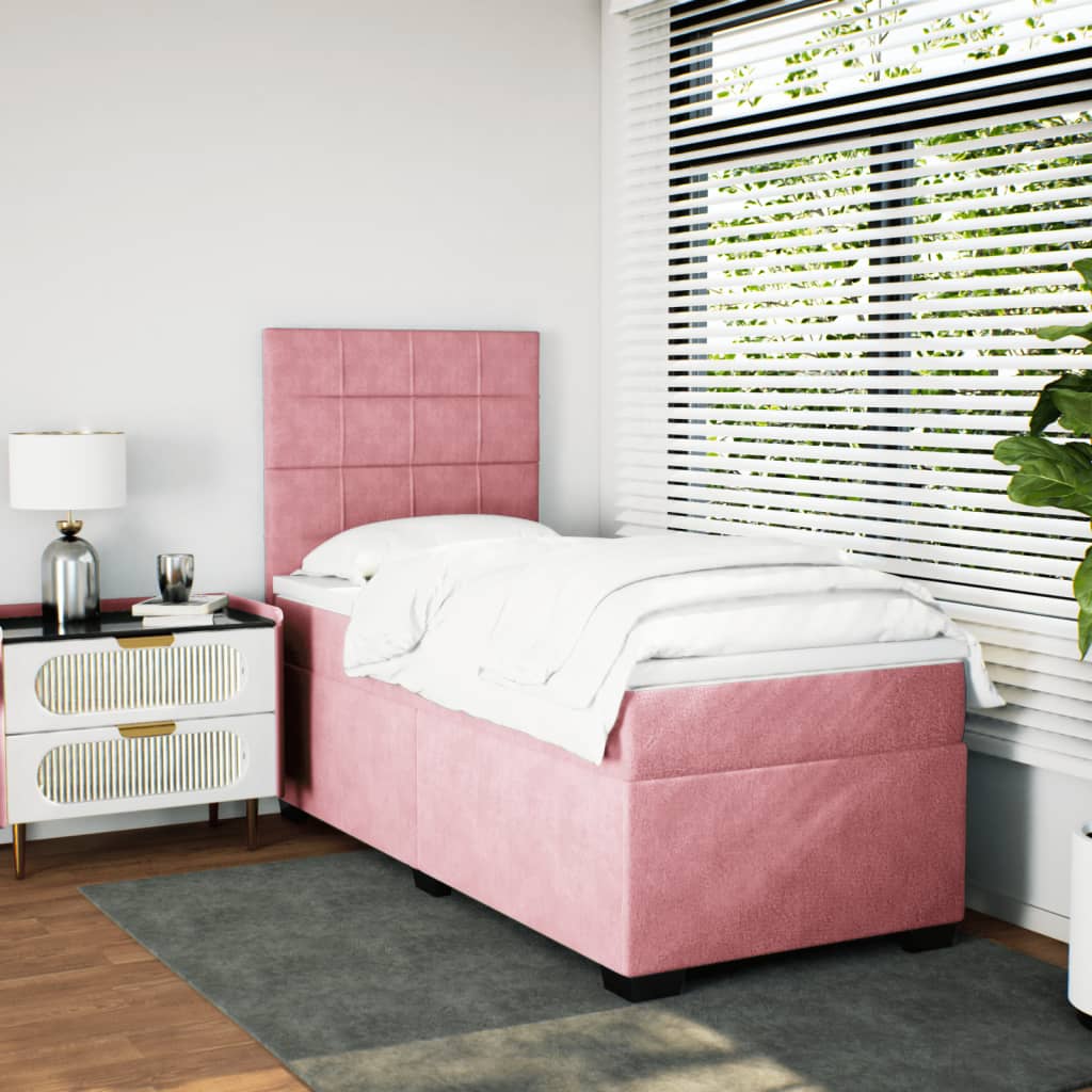 Box spring krevet s madracem ružičasti 90x190 cm baršunasti