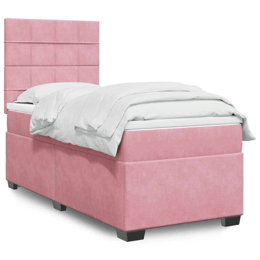 Box spring krevet s madracem ružičasti 90x190 cm baršunasti