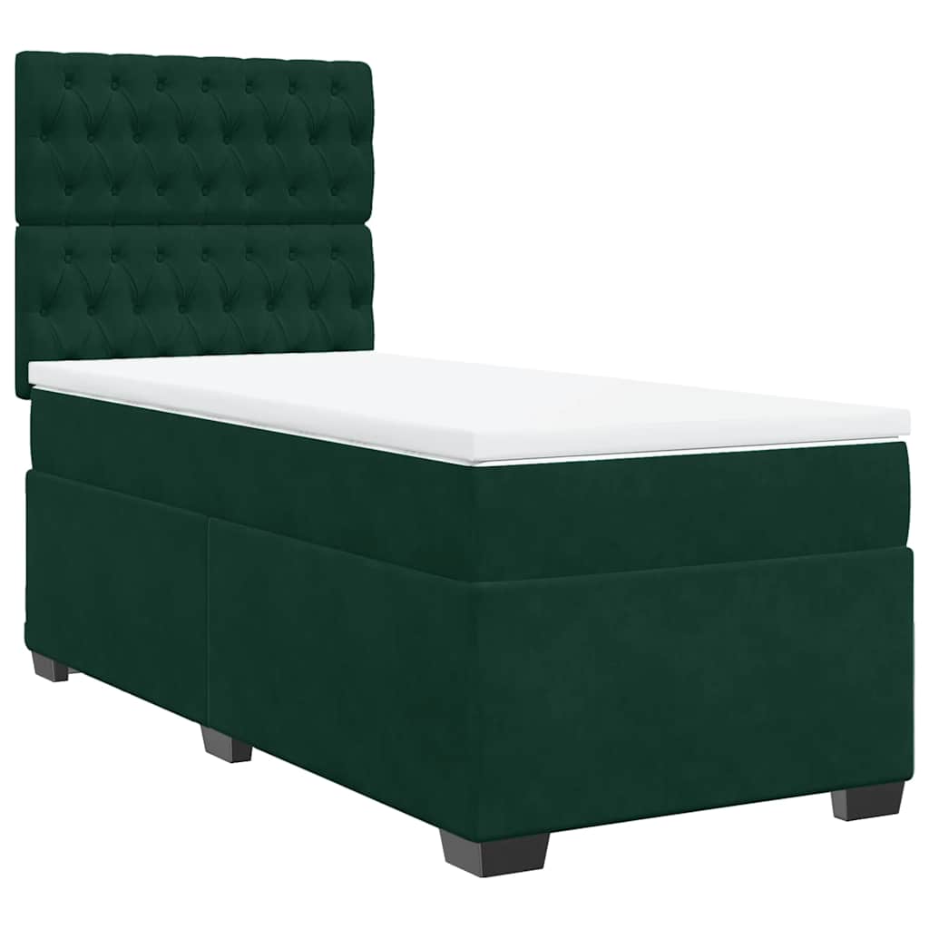 Box spring krevet s madracem tamnozeleni 90x190 cm baršunasti