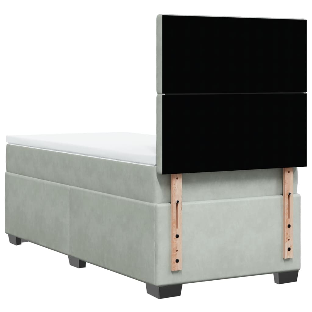 Box spring krevet s madracem svjetlosivi 90x190 cm baršunasti