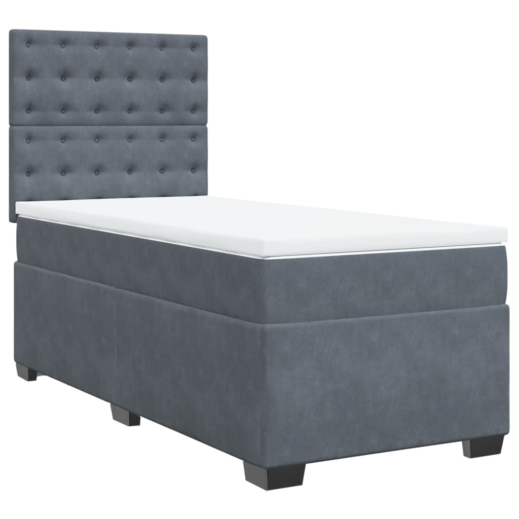 Box spring krevet s madracem tamnosivi 90x190 cm baršunasti