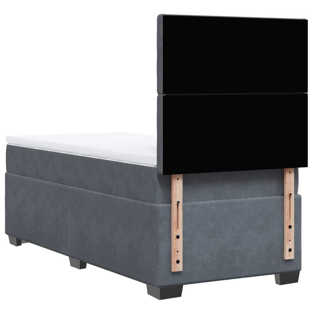 Box spring krevet s madracem tamnosivi 90x190 cm baršunasti