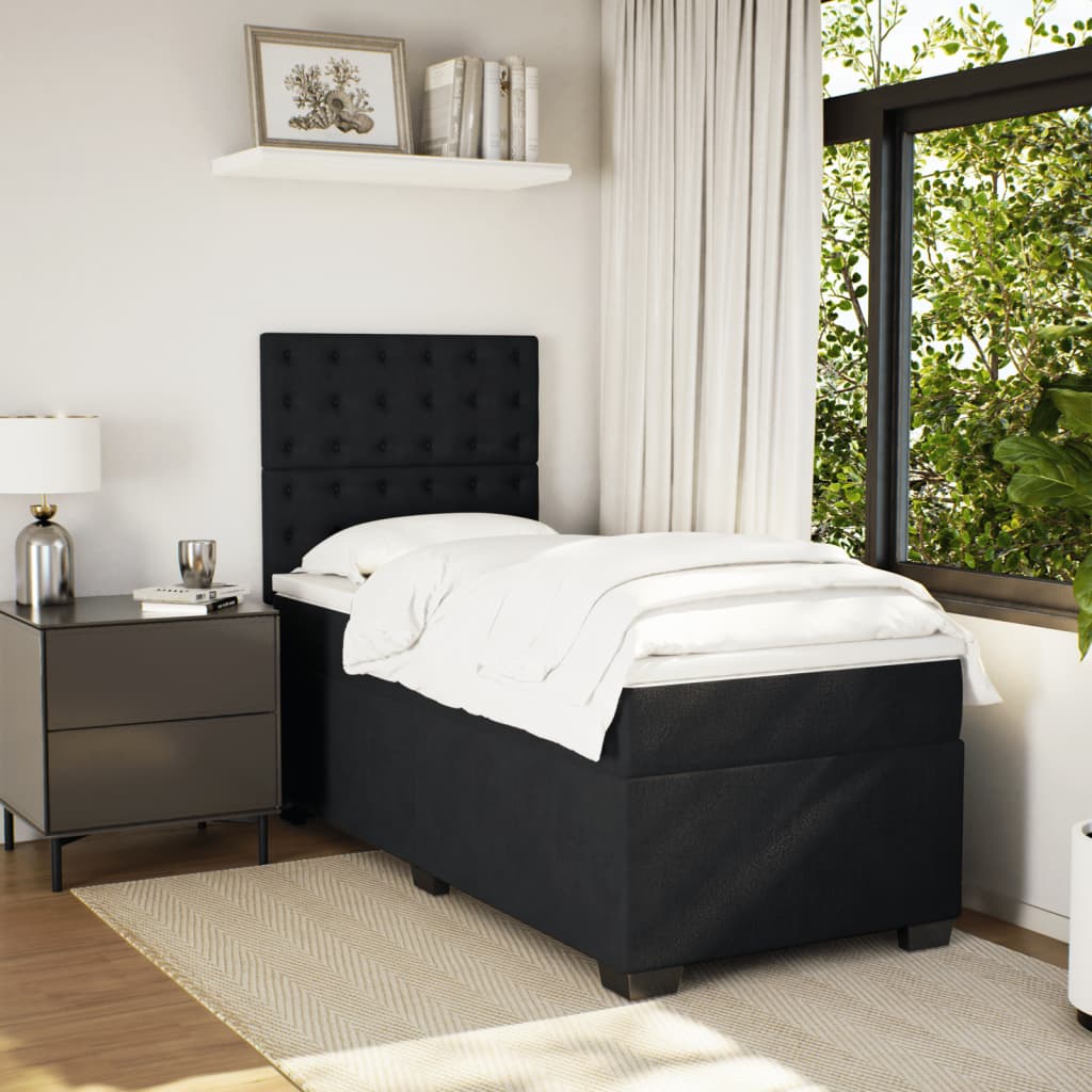 Box spring krevet s madracem crni 90x190 cm baršunasti