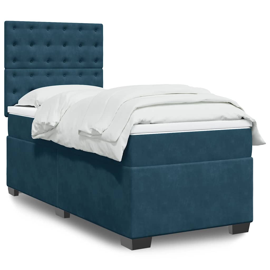Box spring krevet s madracem plavi 90x190 cm baršunasti
