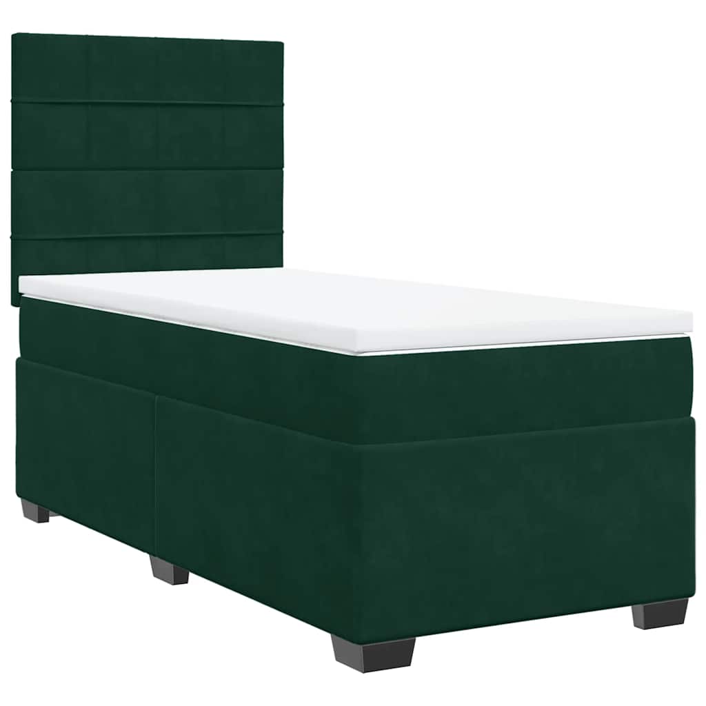 Box spring krevet s madracem tamnozeleni 90x200 cm baršunasti