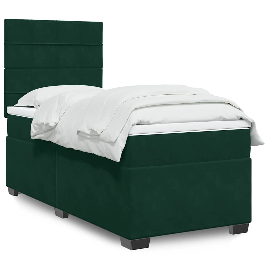 Box spring krevet s madracem tamnozeleni 90x200 cm baršunasti