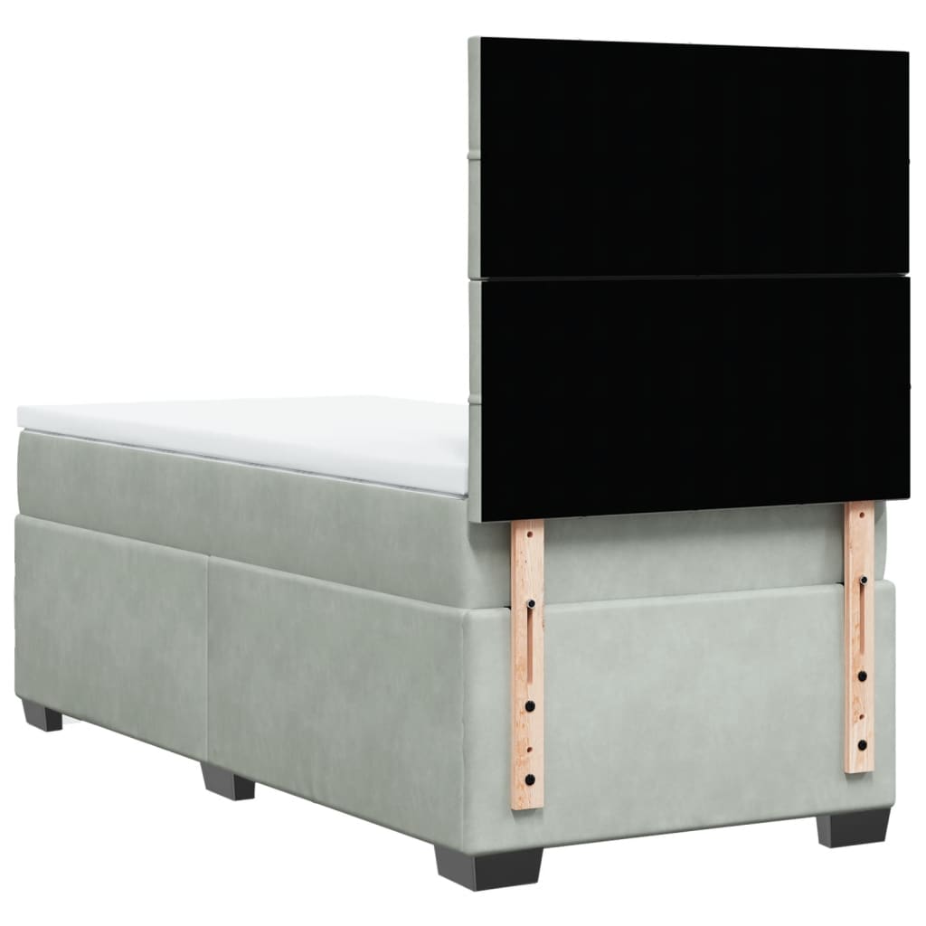 Box spring krevet s madracem svjetlosivi 90x190 cm baršunasti