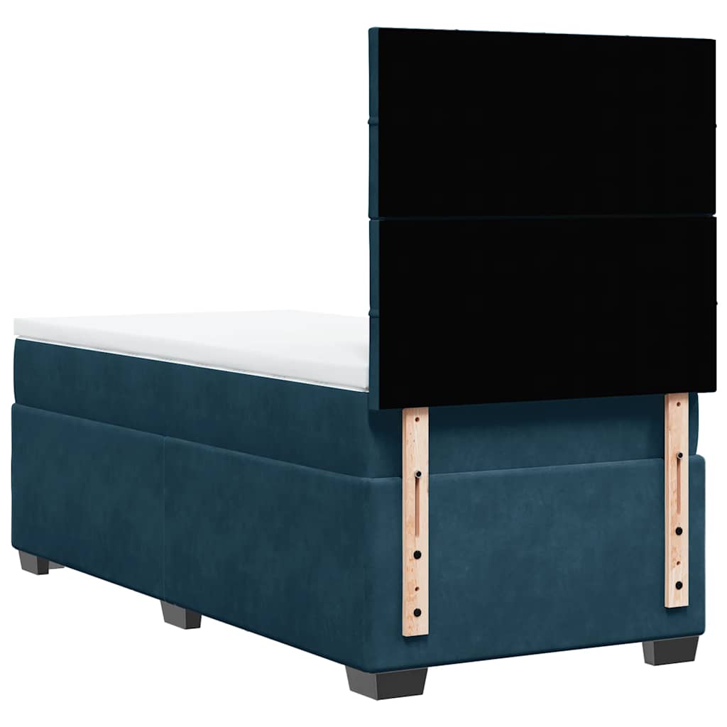 Box spring krevet s madracem plavi 90x200 cm baršunasti