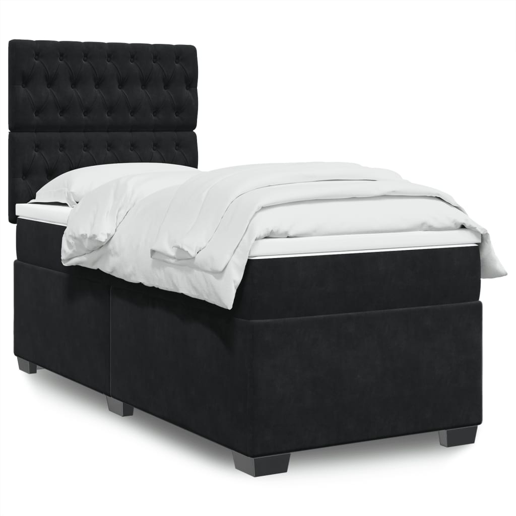 Box spring krevet s madracem crni 90x200 cm baršunasti