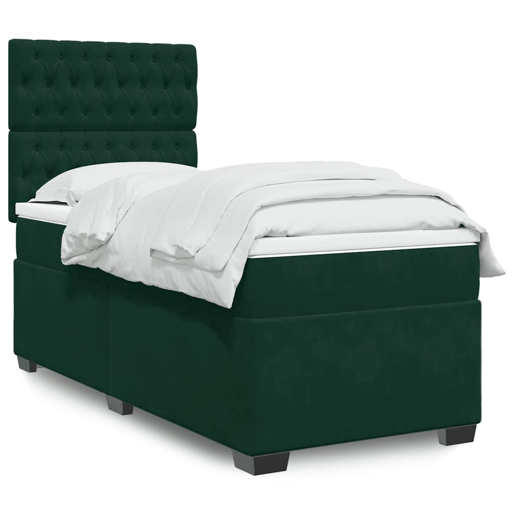 Box spring krevet s madracem tamnozeleni 90x200 cm baršunasti
