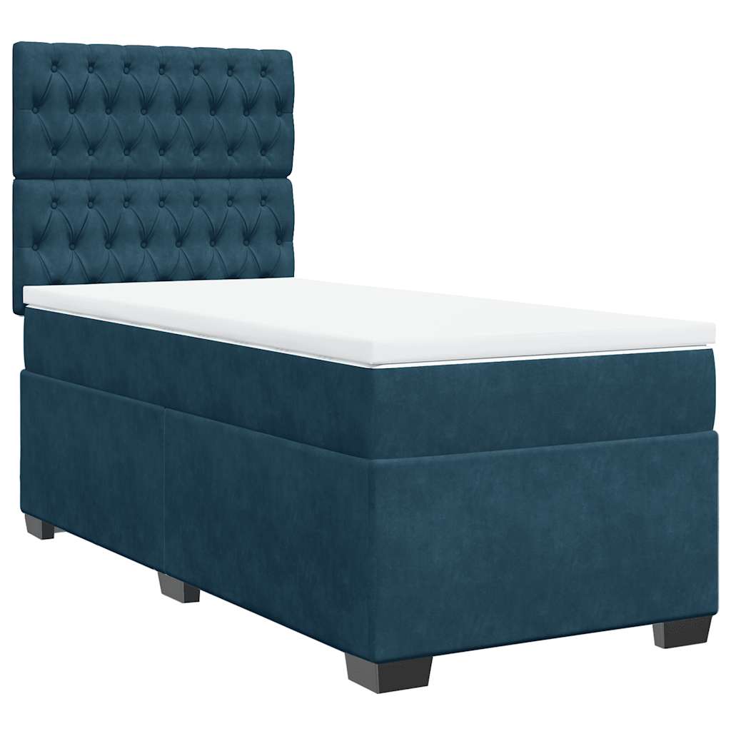 Box spring krevet s madracem plavi 90x200 cm baršunasti
