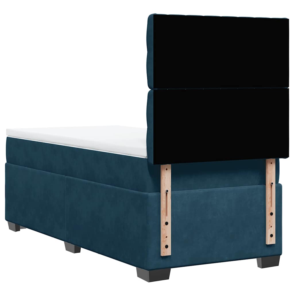 Box spring krevet s madracem plavi 90x200 cm baršunasti