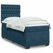 Box spring krevet s madracem plavi 90x200 cm baršunasti