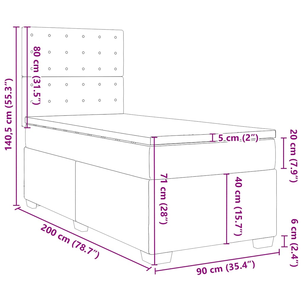 Box spring krevet s madracem tamnozeleni 90x200 cm baršunasti