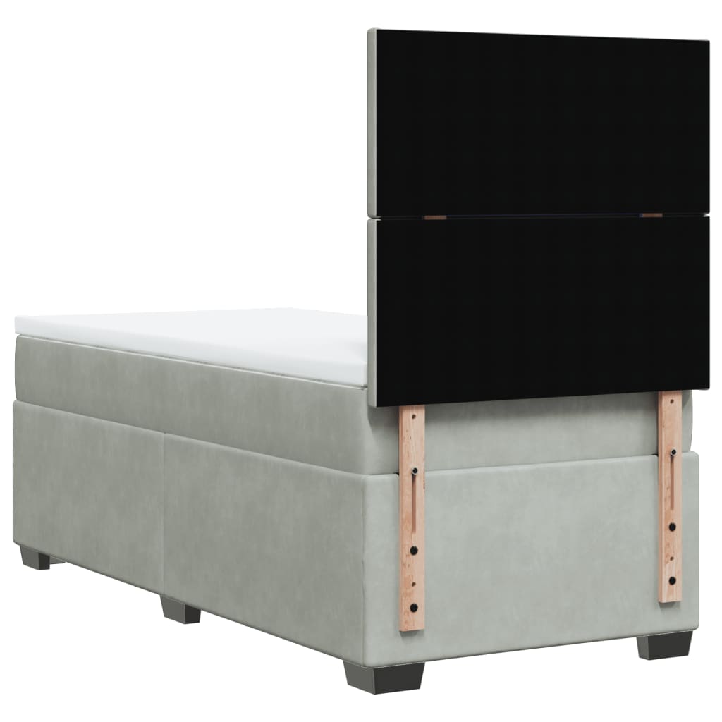 Box spring krevet s madracem svjetlosivi 100x200 cm baršunasti