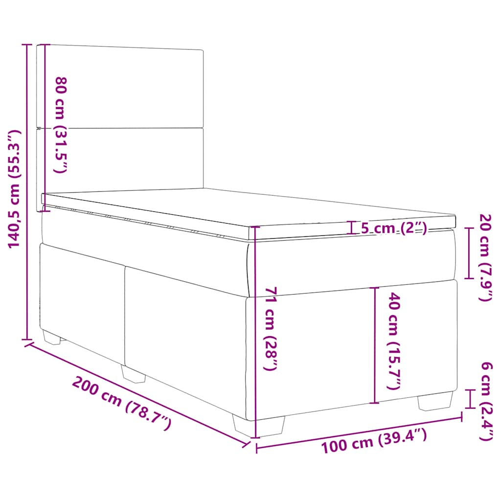 Box spring krevet s madracem tamnozeleni 100x200 cm baršunasti