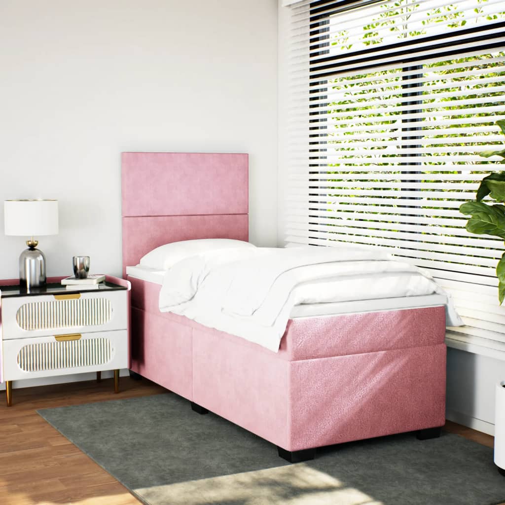 Box spring krevet s madracem ružičasti 100x200 cm baršunasti