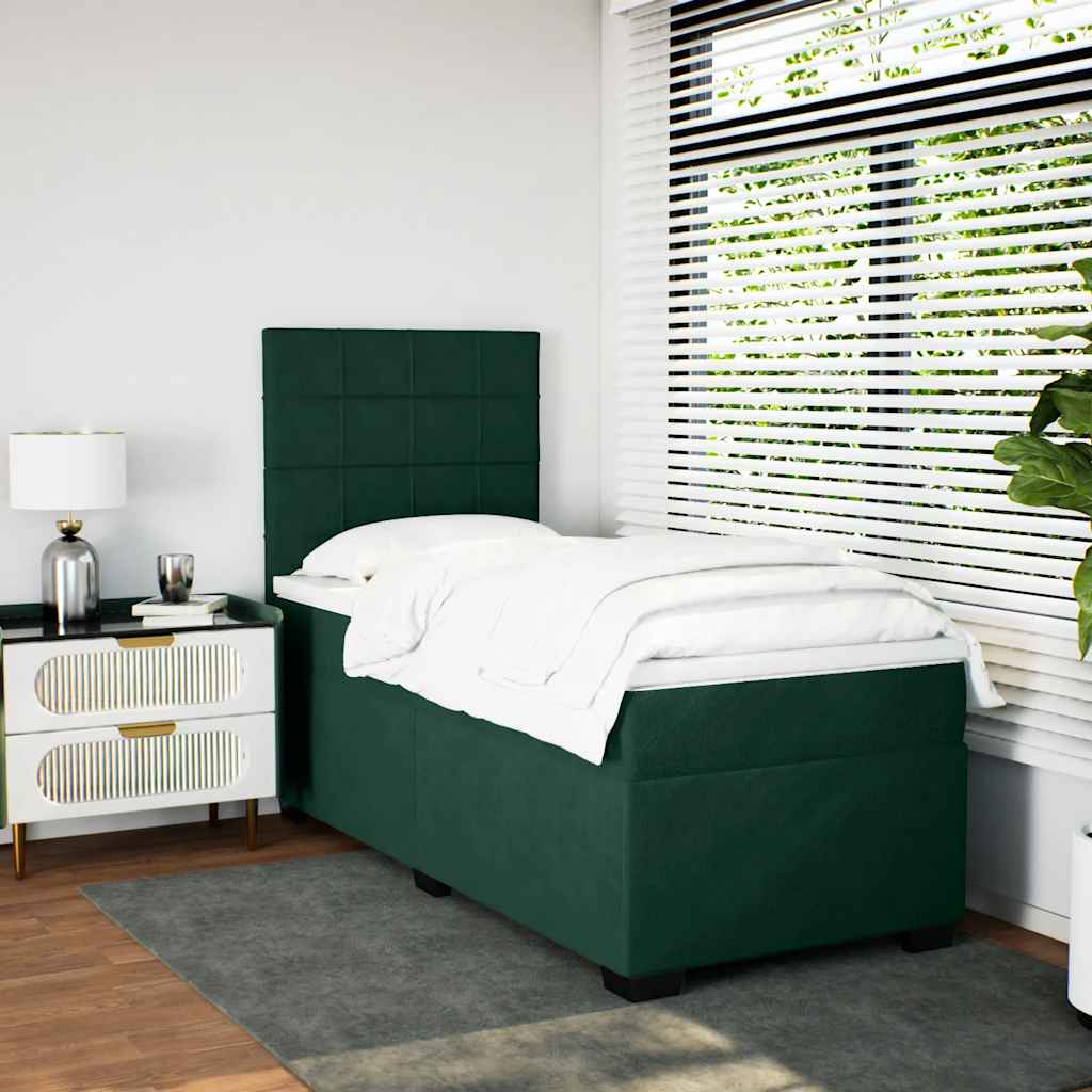 Box spring krevet s madracem tamnozeleni 100x200 cm baršunasti