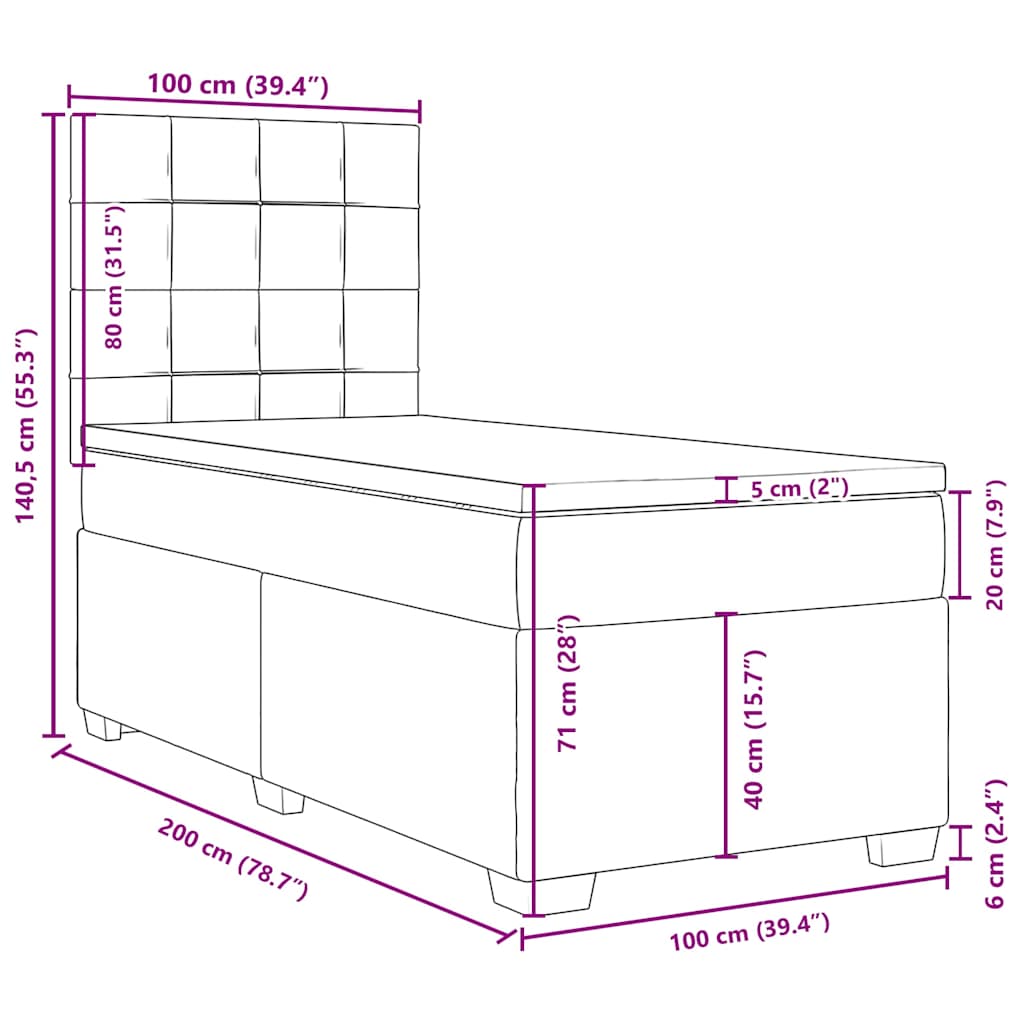 Box spring krevet s madracem tamnozeleni 100x200 cm baršunasti