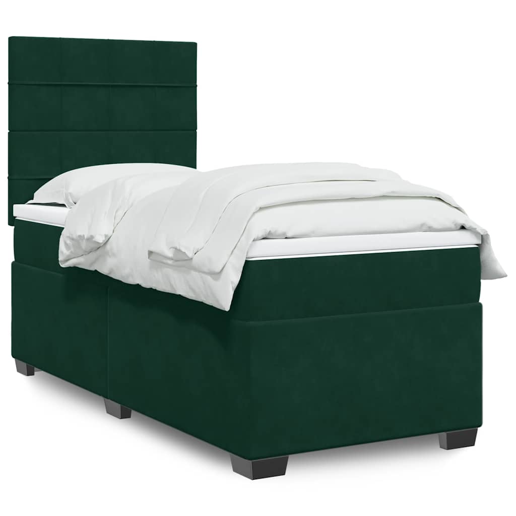 Box spring krevet s madracem tamnozeleni 100x200 cm baršunasti