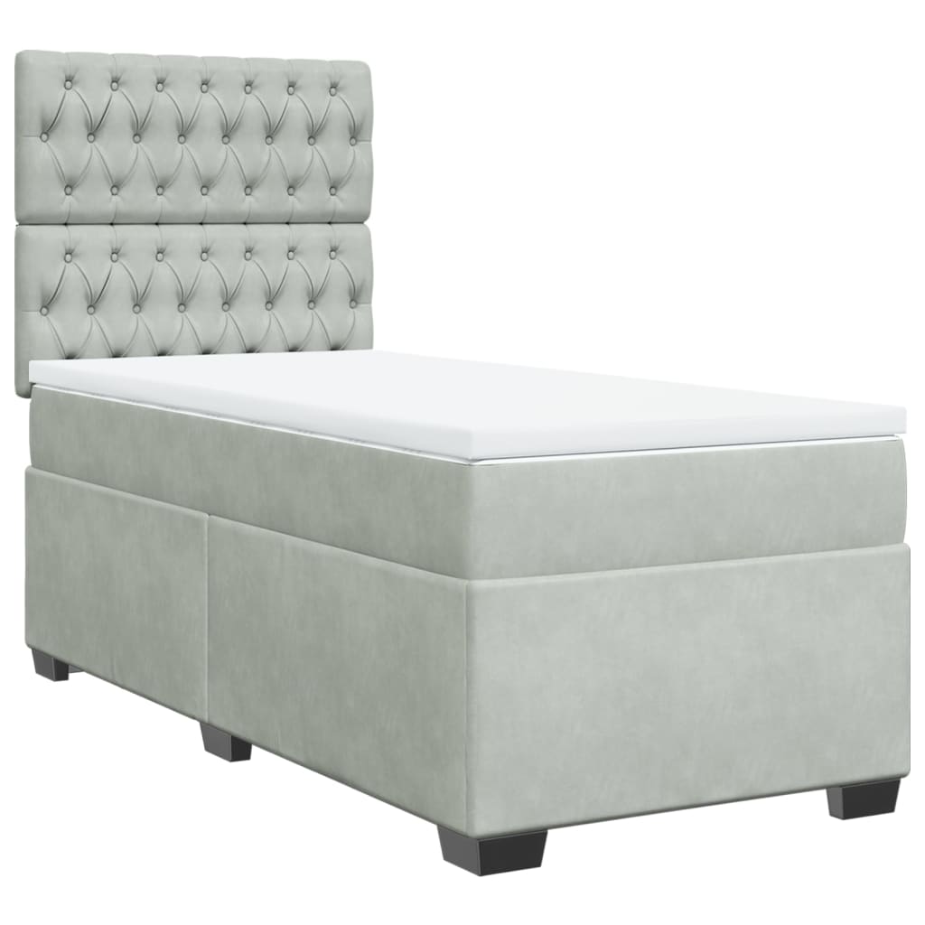 Box spring krevet s madracem svjetlosivi 100x200 cm baršunasti