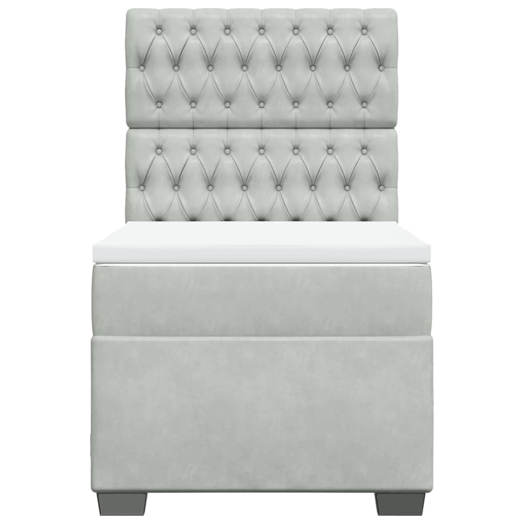 Box spring krevet s madracem svjetlosivi 100x200 cm baršunasti