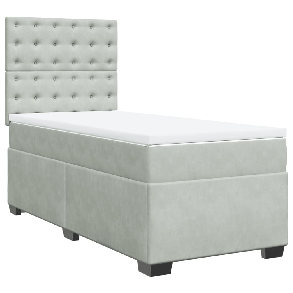 Box spring krevet s madracem svjetlosivi 100x200 cm baršunasti