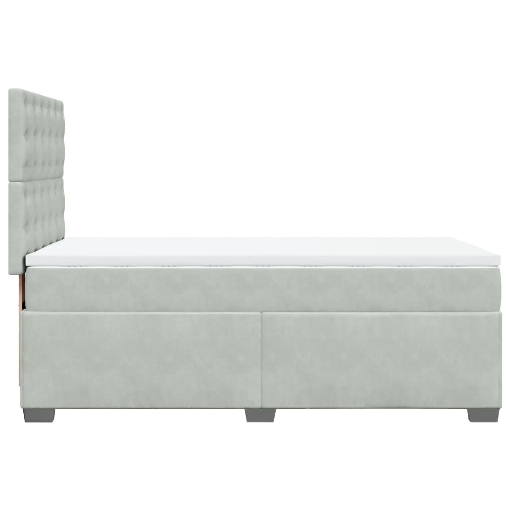 Box spring krevet s madracem svjetlosivi 100x200 cm baršunasti