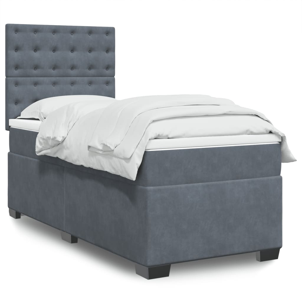 Box spring krevet s madracem tamnosivi 100x200 cm baršunasti