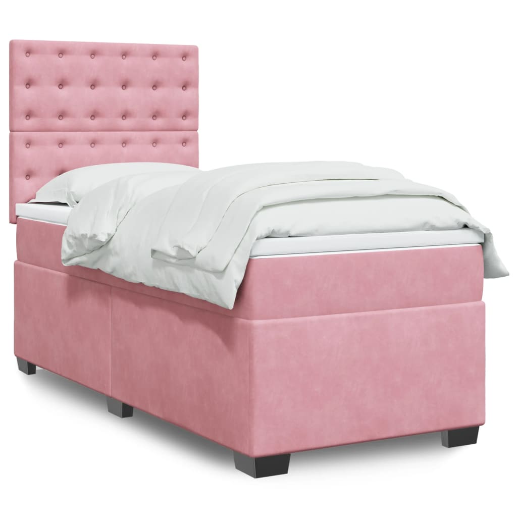 Box spring krevet s madracem ružičasti 100x200 cm baršunasti